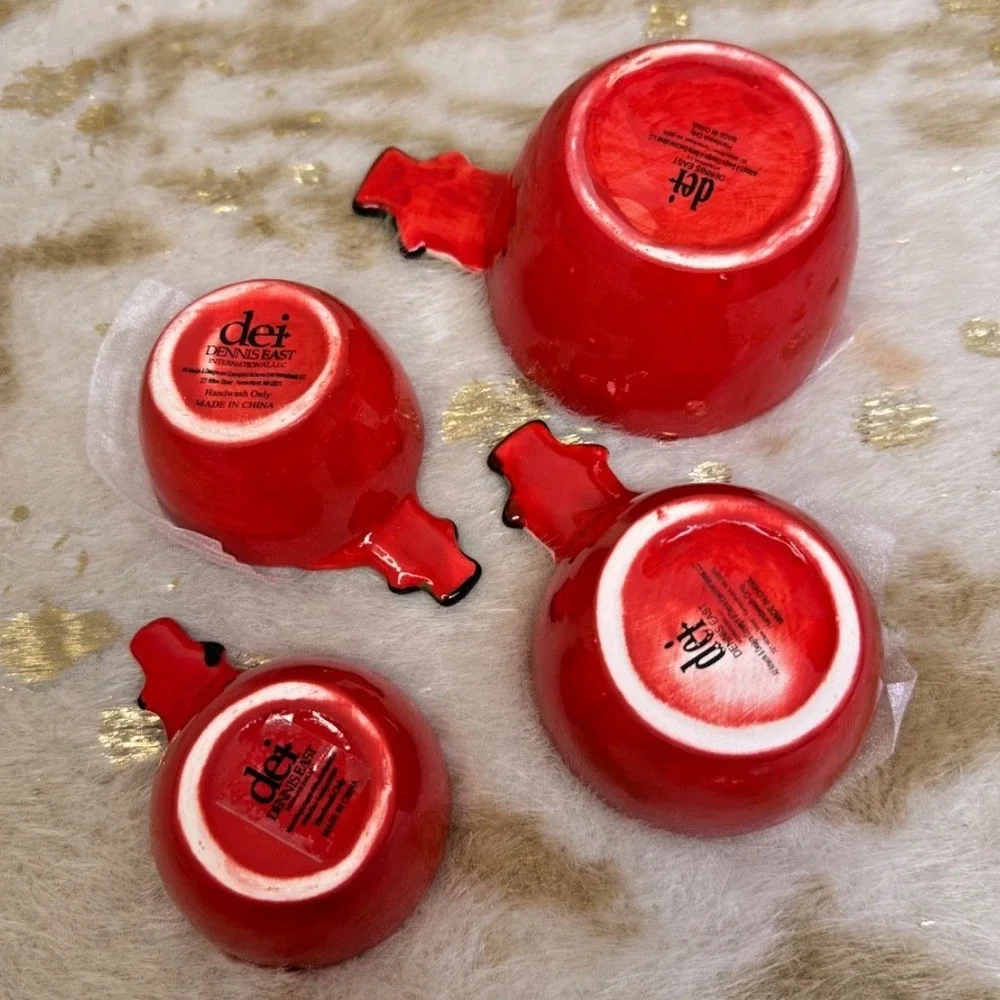 St. Nicholas‎ Round Yuletide Christmas Snowman 4-pc. Ceramic Measuring Cup Set